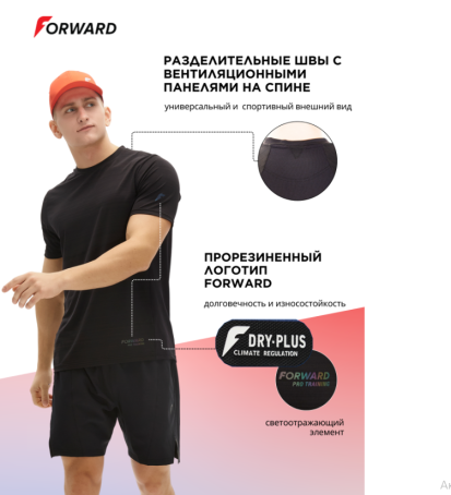 Футболка тренировочная с кор. рукавом мужская (черный)