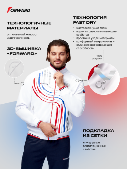 Костюм спортивный (парадный трикотажный мужской) (белый/синий)