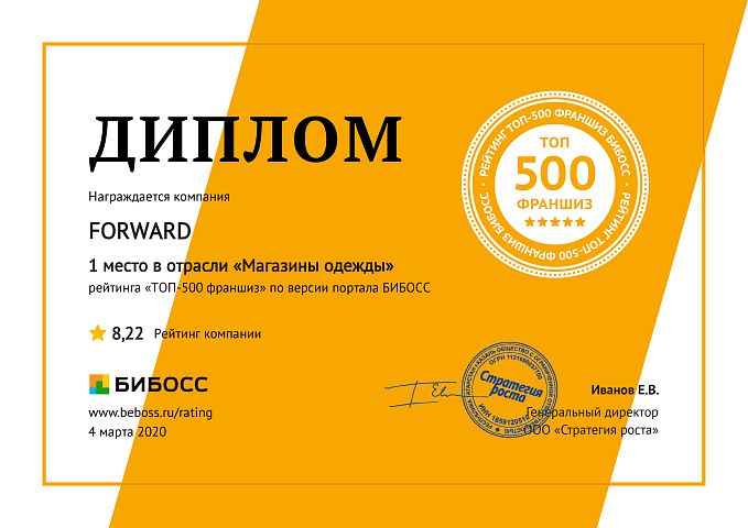 Forward занял первое место в рейтинге ТОП-100 франшиз